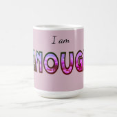Pink floral I'm genug Typograph Digital Design Kaffeetasse (Mittel)
