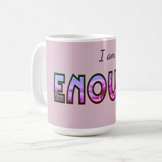Pink floral I'm genug Typograph Digital Design Kaffeetasse (Vorderseite Links)