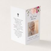 Pink floral in Love Memory Beerdigung Gebetskarte Visitenkarten (Vorderseite)