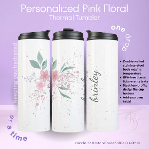 Pink Floral individuell angepasste thermische Tumb Thermosbecher