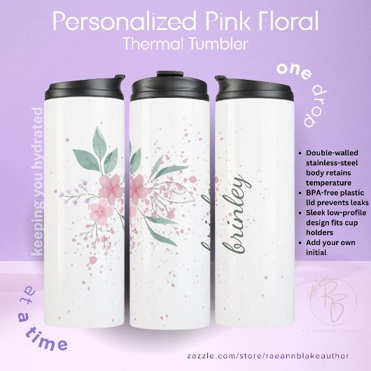 Pink Floral individuell angepasste thermische Tumb Thermosbecher