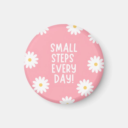 Pink Floral Inspiration – Small Steps Every Day Magnet (Vorne)
