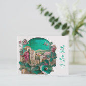 Pink Floral Italien Postkarte (Stehend Vorderseite)