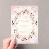 Pink Floral "It's a Girl" Baby Shower Invite  Acryleinladungen (Insitu (Handheld))