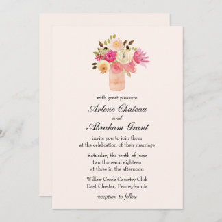 Pink Floral Joy Wedding Einladung