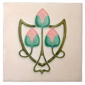 Pink Floral Jugendstil Jugendstil Jugendstil Repro Fliese (Vorderseite)