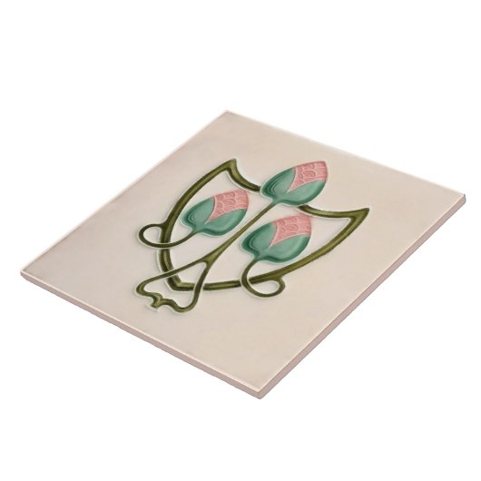 Pink Floral Jugendstil Jugendstil Jugendstil Repro Fliese (Seite)