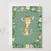 Pink Floral Jungle Safari Tiere Kinderdusche Einladung (Rückseite)