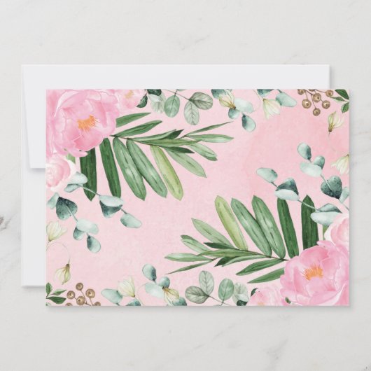 Pink Floral Jungle Safari Tiere Twin Girls Baby Einladung (Rückseite)