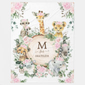 Pink Floral Jungle Safari Wilde Tiere Baby Girl Fleecedecke (Vorderseite)