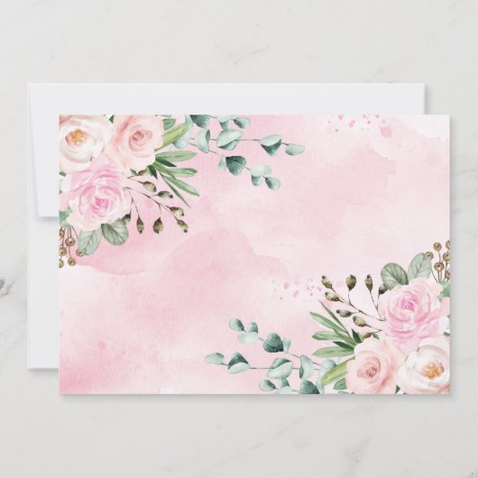 Pink Floral Jungle Wild Animals Baby Dusche Foto Dankeskarte (Rückseite)