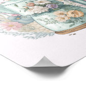 Pink Floral Kaffee Wasserkocher Küche Poster (Ecke)