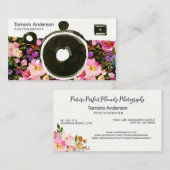 Pink Floral Kamera Fotograf Beruflich Visitenkarte (Vorne/Hinten)