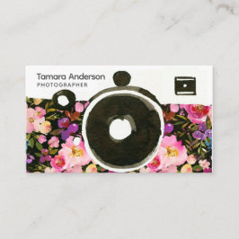 Pink Floral Kamera Fotograf Beruflich Visitenkarte