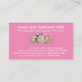 Pink Floral Katzen Hunde Pet Groomer Visitenkarte (Rückseite)