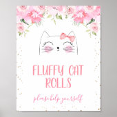 Pink Floral Kitten Face and Bow Birthday Sign Poster (Vorne)