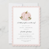 Pink Floral Kleine Pumpkin Baby Dusche Einladung (Vorderseite)