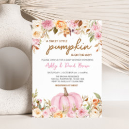Pink Floral Kleine Pumpkin Baby Dusche Einladung