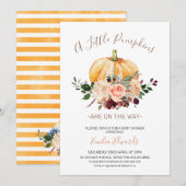 Pink Floral Kleine Pumpkin Baby Dusche Einladung (Vorne/Hinten)