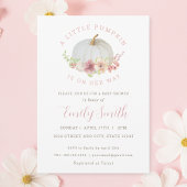 Pink Floral Kleine Pumpkin Fall Kindermädchen Dusc Einladung