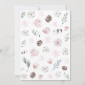 Pink Floral Kleine Snowflake Babydusche Einladung (Rückseite)