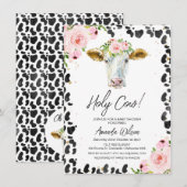 Pink Floral Kuh Print Baby Dusche Danke Karte (Vorne/Hinten)