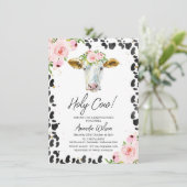Pink Floral Kuh Print Baby Dusche Danke Karte (Stehend Vorderseite)