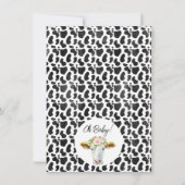 Pink Floral Kuh Print Baby Dusche Danke Karte (Rückseite)