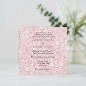 Pink Floral Lace Wedding Einladung (Stehend Vorderseite)
