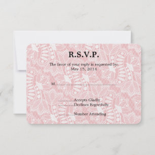 Pink Floral Lace Wedding RSVP