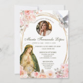 Pink Floral Lady of Guadalupe Catholic Spanish Fun Einladung (Vorderseite)