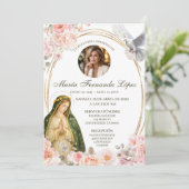 Pink Floral Lady of Guadalupe Catholic Spanish Fun Einladung (Stehend Vorderseite)