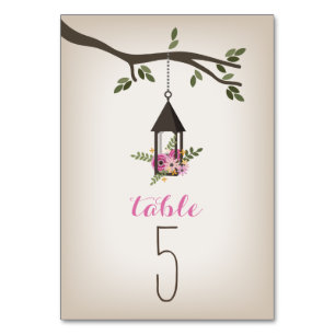 Pink Floral Lantern & Tree Hochzeit Tischnummer