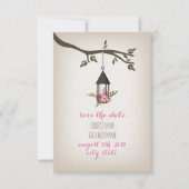 Pink Floral Lantern Tree Save the Date (Vorderseite)