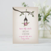 Pink Floral Lantern Tree Save the Date (Stehend Vorderseite)