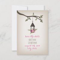 Pink Floral Lantern Tree Save the Date