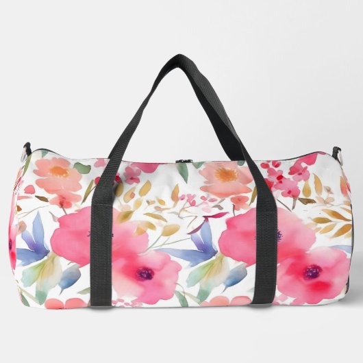 Pink Floral Large Duffel Bag Duffle Bag (Vorderseite)