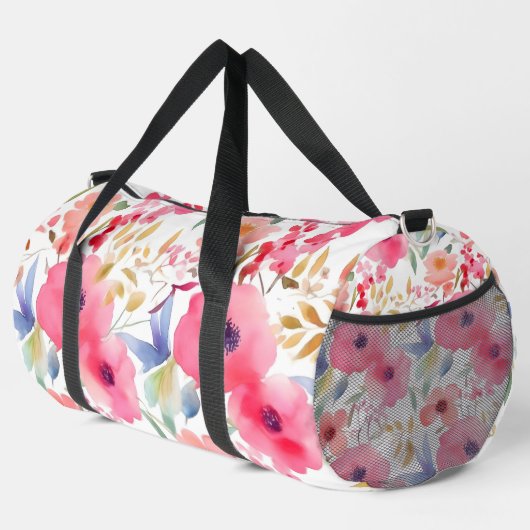 Pink Floral Large Duffel Bag Duffle Bag (Rechte Ecke)