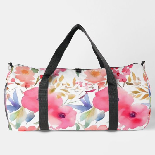 Pink Floral Large Duffel Bag Duffle Bag (Rückseite)