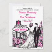 Pink Floral Las Vegas Wedding Einladung (Vorderseite)