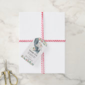 Pink Floral Leafy Elephant Girl Baby Dusche Gefall Geschenkanhänger (Mit Garn)