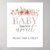 Pink Floral Leckerei Station Zeichenplakat Poster (Vorne)