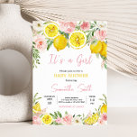 Pink Floral Lemon Babydusche Einladung<br><div class="desc">Herzlich willkommen bei Ihrem kleinen Gast mit unserem herzerwärmenden Girl Lemonade Baby Shower Invitation Printable. Personalisieren Sie die Freude mit Ihren Lieben zu teilen! BS718</div>