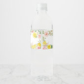 Pink Floral Lemon Babydusche Wasserflaschenetikett (Rückseite)