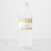 Pink Floral Lemon Babydusche Wasserflaschenetikett (Vorderseite)