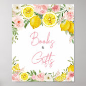 Pink Floral Lemon Bücher und Geschenke Poster (Vorne)