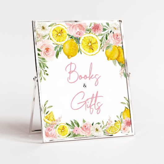 Pink Floral Lemon Bücher und Geschenke Poster