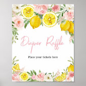 Pink Floral Lemon Diaper Raffel Poster (Vorne)