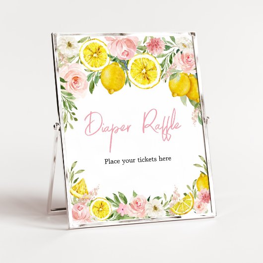 Pink Floral Lemon Diaper Raffel Poster