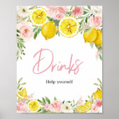 Pink Floral Lemon Drinks Poster (Vorne)
